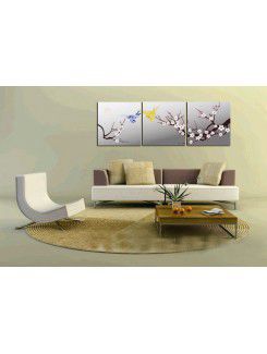 Flower Printed Canvas Art with Stretched Frame-set of 3