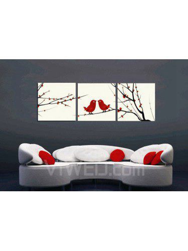 Printed Flower Canvas Art with Stretched Frame-set of 3