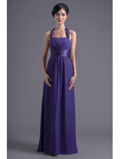 Chiffon Halter Corset Floor Length Evening Dress