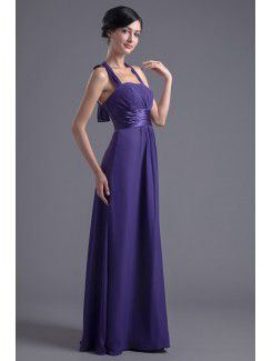 Chiffon Halter Corset Floor Length Evening Dress