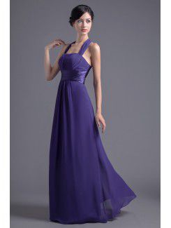 Chiffon Halter Corset Floor Length Evening Dress