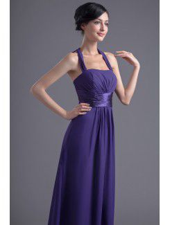 Chiffon Halter Corset Floor Length Evening Dress