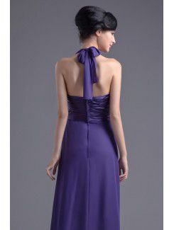 Chiffon Halter Corset Floor Length Evening Dress