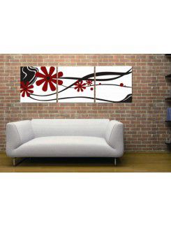 Printed Flower Canvas Art with Stretched Frame-set of 3