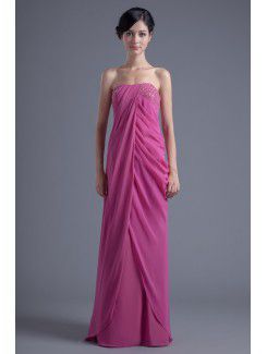 Chiffon Strapless Column Floor Length Sequins Evening Dress