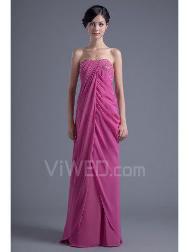 Chiffon strapless kolom vloer lengte pailletten avondjurk