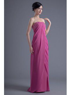 Chiffon Strapless Column Floor Length Sequins Evening Dress