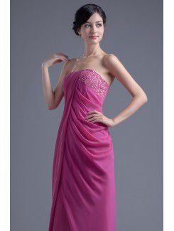 Chiffon Strapless Column Floor Length Sequins Evening Dress