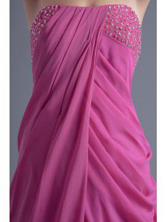 Chiffon Strapless Column Floor Length Sequins Evening Dress