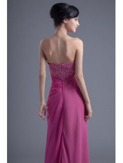 Chiffon Strapless Column Floor Length Sequins Evening Dress