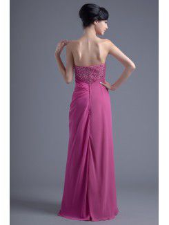 Chiffon Strapless Column Floor Length Sequins Evening Dress