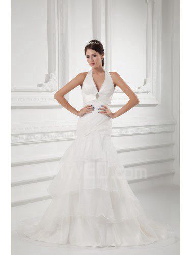 Organza halfter mantel sweep zug brautkleid bestickt