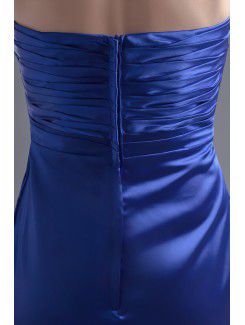 Satin Sweetheart A-line Sweep Train Crisscross Ruched Evening Dress