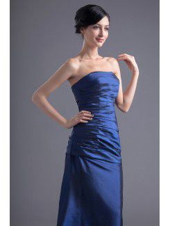 Taffeta Strapless A-line Floor Length Directionally Ruched Evening Dress