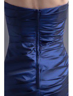 Taffeta Strapless A-line Floor Length Directionally Ruched Evening Dress