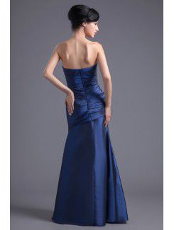 Taffeta Strapless A-line Floor Length Directionally Ruched Evening Dress