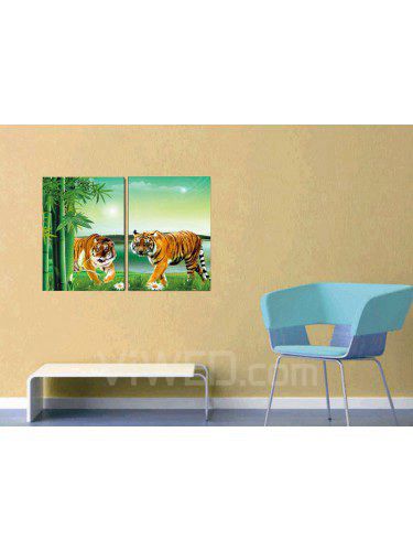 Kunst auf leinwand gedruckten tiger mit gestreckten rahmen-set aus 2