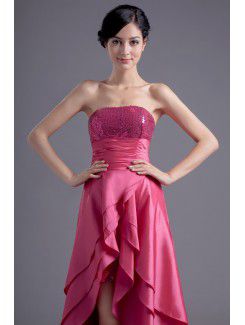 Taffeta Strapless Corset Sweep Train Embroidered Evening Dress