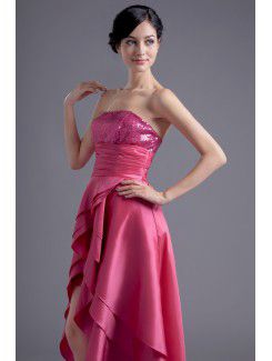 Taffeta Strapless Corset Sweep Train Embroidered Evening Dress