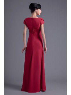 Chiffon V-Neckline Empire line Floor Length Cap Sleeves Evening Dress