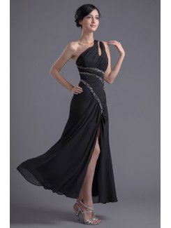 Chiffon Asymmetrical Sheath Ankle-Length Sequins Evening Dress