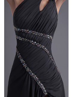 Chiffon Asymmetrical Sheath Ankle-Length Sequins Evening Dress