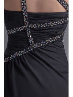 Chiffon Asymmetrical Sheath Ankle-Length Sequins Evening Dress