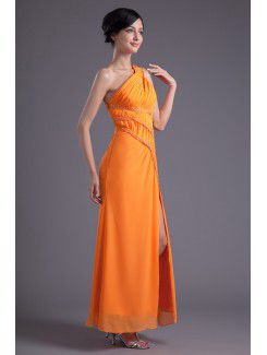 Chiffon Asymmetrical Column Floor Length Sequins Evening Dress