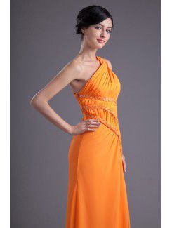 Chiffon Asymmetrical Column Floor Length Sequins Evening Dress