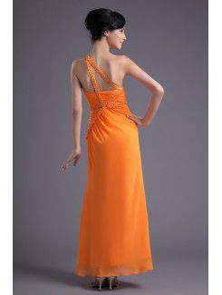 Chiffon Asymmetrical Column Floor Length Sequins Evening Dress