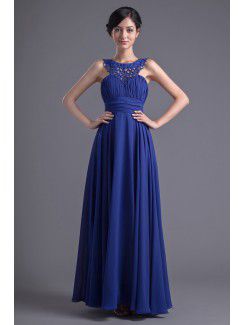 Chiffon Jewel A-line Floor Length Sash Evening Dress