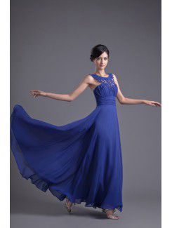 Chiffon Jewel A-line Floor Length Sash Evening Dress