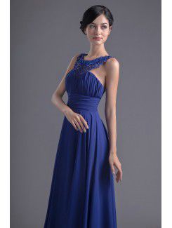 Chiffon Jewel A-line Floor Length Sash Evening Dress