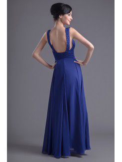 Chiffon Jewel A-line Floor Length Sash Evening Dress