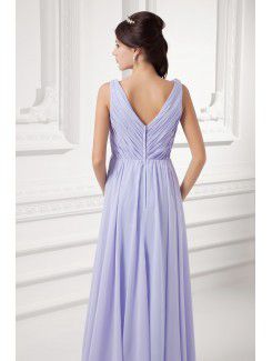 Chiffon V-Neckline Column Floor Length Embroidered Wedding Dress