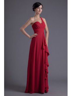 Chiffon Asymmetrical Column Floor Length Evening Dress