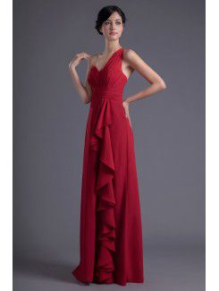 Chiffon Asymmetrical Column Floor Length Evening Dress