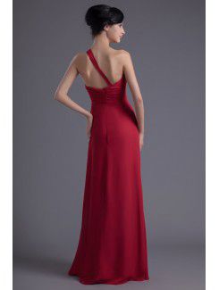 Chiffon Asymmetrical Column Floor Length Evening Dress