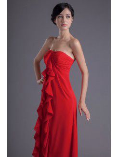 Chiffon Scoop Column Floor Length Evening Dress