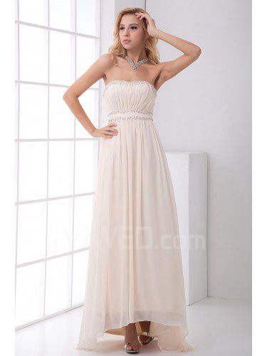 Chiffon Strapless A-line Ankle-Length Sequins Evening Dress