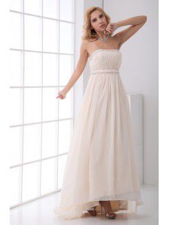 Chiffon Strapless A-line Ankle-Length Sequins Evening Dress