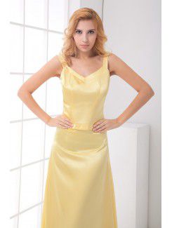 Satin V-Neckline Sheath Sweep Train Evening Dress