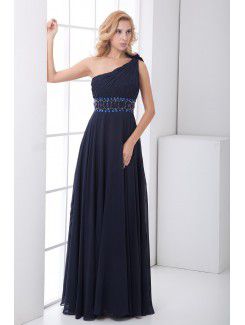 Chiffon asymmetrische a-linie bodenlange schärpe abendkleid