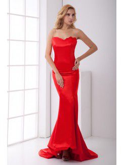 Satin Sweetheart Sheath Sweep Train Evening Dress