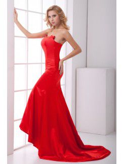 Satin Sweetheart Sheath Sweep Train Evening Dress