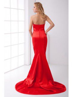 Satin Sweetheart Sheath Sweep Train Evening Dress