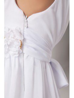 Chiffon V-Neckline Column Floor Length Embroidered Wedding Dress