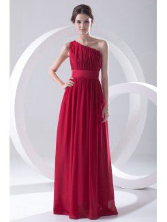 Chiffon Asymmetrical Column Floor Length Sash Evening Dress