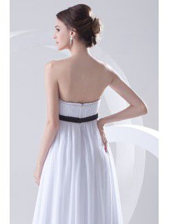 Chiffon Scallop Column Floor Length Sash Evening Dress