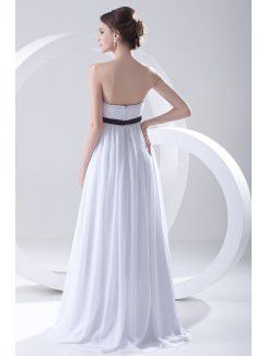 Chiffon Scallop Column Floor Length Sash Evening Dress